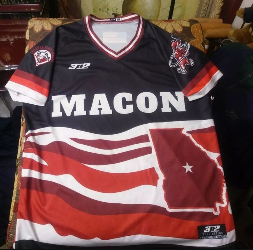Macon Bacon Baseball Jersey Mens S SMALL Georgia Coastal Plain Minor League MLB